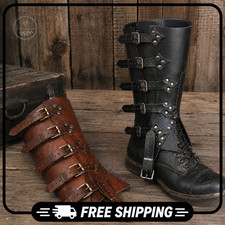 Medieval Leather Leg Greaves Viking Knight LARP Renaissance Cosplay Armor picture