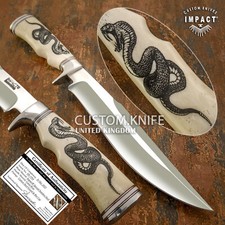 IMPACT CUTLERY RARE CUSTOM ART BOWIE KNIFE CAMEL BONE HANDLE picture