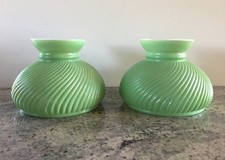 Vintage Mint Green Ribbed Swirl Glass Student Lamp Shade  (7” Diameter) picture