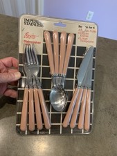 Vtg Imperial Oasis Stainless Flatware Plastic Handles Service/4 NOS NEW picture