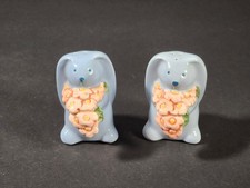 Blue Bunny Mates & Flowers Salt & Pepper Shakers (SP3) picture