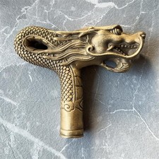 chinese Handmade Bronze Carving Dragon Collect Cane Walking Stick Head Statue picture