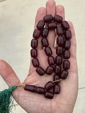 Antique Cherry Amber Bakelite Faturan Prayer Beads Necklace 55 Grams Misbaha picture