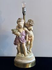 Vintage Plaster Chalkware Boy & Girl in Love - Large Table Lamp picture
