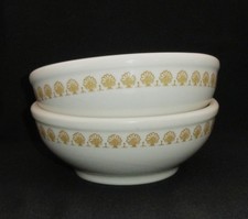 2 Shenango Restaurant Ware Bowls ~ Heavy Chunky Ironstone ~ Gold Design picture