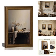 Ocisqe Gold Framed Vintage Kitchen Canvas Art Country Still Life Jars 12x16in picture