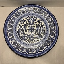 Vintage Talavera Mexican Blue & White Pottery Wall Hanging Plate Armundo  picture