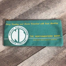 Vintage The Northwestern Bank North Carolina Zipper Cash Money Deposit Pouch picture