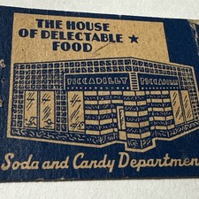 Piccadilly Milwaukee WI Art Deco Soda Candy Restaurant Vtg 1930s Matchbook Cover picture