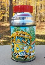 Vintage 1961 Aladdin School Bus Stop Disney Mickey Mouse Thermos Very Nice picture