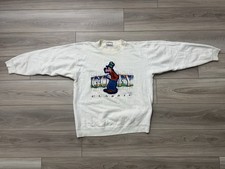 Vintage 90s Goofy Classic Disney Genus Sweatshirt USA Made Applique White Size M picture