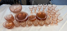 Vintage Arcoroc France Pink Swirl 74-Piece Dinnerware COMPLETE service for 12 picture