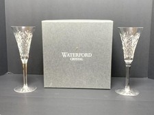 Rare Vintage Waterford Crystal retired Kilbarry Champagne Flutes Stemmed 2 Set picture