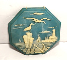 VTG Incolay Studios Stone Wall Plaque Sea Gulls Ocean Theme PLUS HANGER 9.5