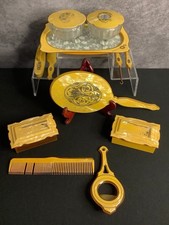 VTG Art Deco Celluloid/Bakelite Vanity Dresser Set picture
