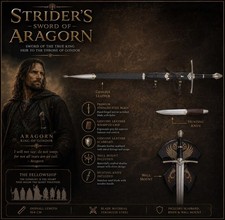 Handmade Strider’s Sword Replica, Aragorn Ranger Medieval  Scabbbard & Plaque bf picture