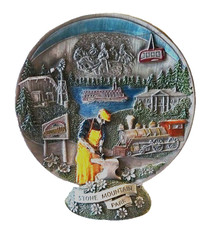 Vintage Collectible Stone Mountain Georgia Souvenir Metal Plate W/Stand-6” 1990s picture
