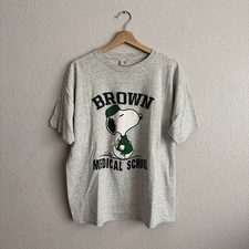 Vintage Snoopy Peanuts Brown University Medical School T-Shirt Men's Size L 80s picture