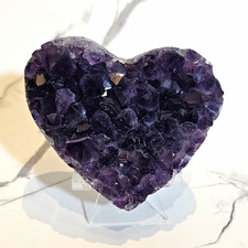 Heart-Shaped Amethyst Purple Crystal Cluster Display Specimen on Stand picture