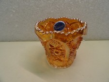 Imperial Carnival Glass Hobstar Arches Toothpick Holder Marigold Vintage picture