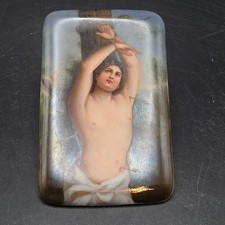 STUNNING 19th CENTURY HAND PAINTED MINIATURE PORCELAIN PLAQUE OF SAINT SEBASTIAN picture