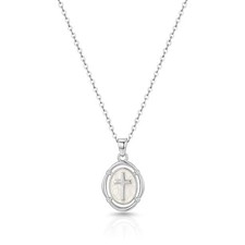 Bheop Cross Necklace for Women, 14K Gold Silver Enamel Pendant Necklace picture