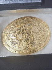 New VTG 1995 Hesston NFR Goldtone #265 Belt Buckle, 4