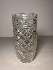 Vintage 1970s Toscany Lead Crystal Vase With Diamond & Scalloped Details picture