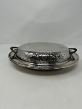 VTG. INT’L. SILVER CO. SILVER PLATE OVAL COVERED VEGETABLE bowl glass inside picture