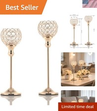 Elegant Gold Crystal Candle Holders Set of 2 - Oversized 13