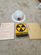 American Civil Defense Helmet W/ Air Raid Instructions RARE picture