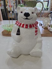 Vintage 1994 Coca Cola Polar Bear Ceramic Cookie Jar Holiday Home Decor  picture