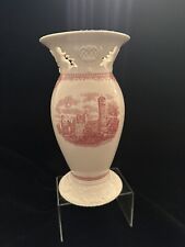 Johnson Brothers Pink Old Britain Castles Vase Pierced 9” picture