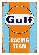 Gulf Oil Racing Team Novelty Metal Sign 12 x 8 Wall Art picture