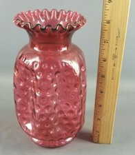 CRANBERRY GLASS FRILLY TOP VASE picture