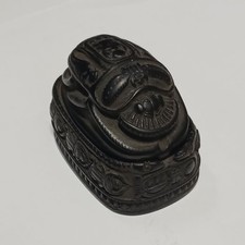 Handcrafted Egypt Scarab Box Ancient Pharaoh Hieroglyphic Black Decorative Art picture