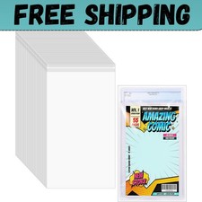 50 Pcs Resealable Graded Comic Book Bags,Clear Plastic Comic Sleeves for CGC and picture