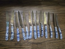 *13 Antique Meissen UCHATIUS BRONCE GERMANY PORCELAIN Fruit KNIVES   picture