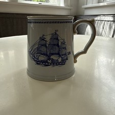 Spode Trade Winds Blue Tall Ship Tankard Mugs Vintage England, 8 Available picture
