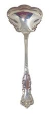ORNATE SILVER PLATE GRAVY LADLE BY WM. ROGERS & SON, 