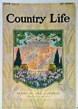 1919 Country Life Magazine JUNE COVER ONLY Artby J. M. Rose Garden Iris Fountain picture