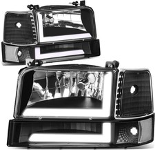 Pair of Dual LED Running Light Bar Headlights Compatible with 92-96 F150 F250 F3 picture