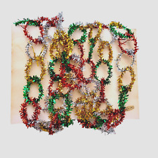 Vintage Christmas Garland Ring Chain Link Multi Color Tinsel Rare picture