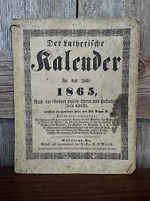 Antique 1865 Lutheran German Calender Almanac Allentown Pennsylvania picture