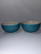 Graydon Hall Turquoise Swirl Cereal/SoupBowl 5.5 In. Across Vintage Set of 2 picture