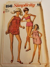 UNCUT Vtg 1966 RETRO MOD BIKINI SWIM Simplicity 6546 Coverup SZ 14 BUST 34