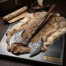 Premium Handmade Berserker Battle Axe Two Handed Double Head Twin Blade picture