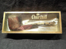 ✔️NEW CHURCHILL IMPORTED ITALY BRIAR PIPE MEERSCHAUM INLAID #1499 ORIGINAL BOX 1 picture