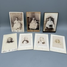ANTIQUE Victorian 7 Cabinet Card Photos Cute Poses Babies & Children Furniture picture