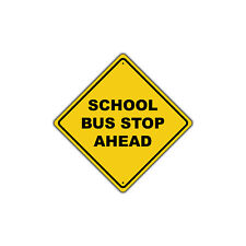 School Bus Stop Ahead Wall Art Decor Safety Notice Aluminum Metal Road Sign  picture